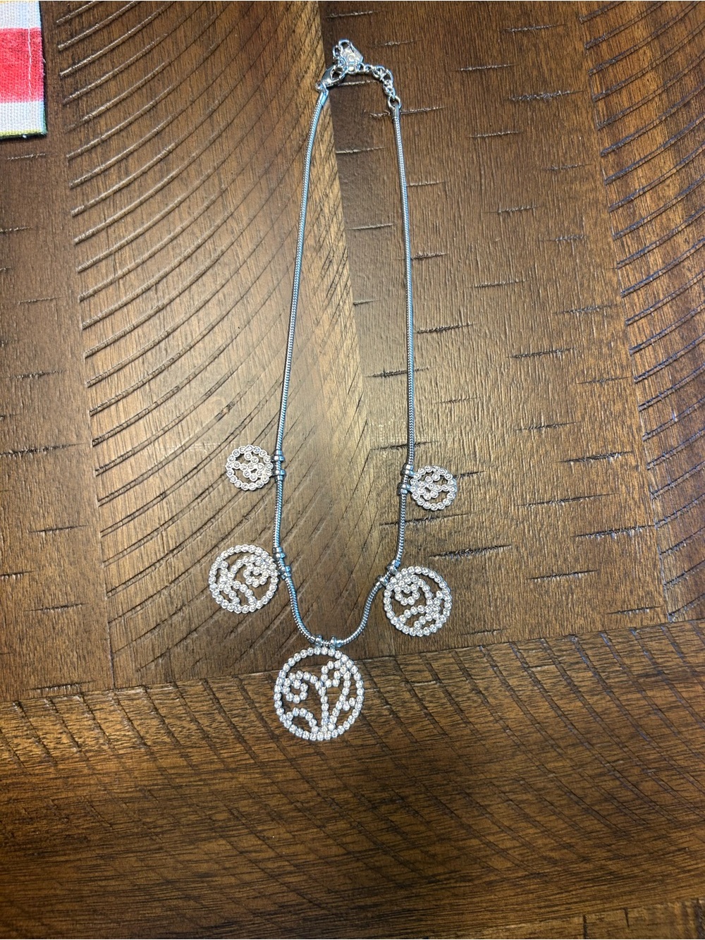 Touchstone Crystal Silver-Tone Multi Circle Crystal Pendant Necklace